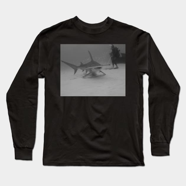 Scuba Diver Watches Great Hammerhead Shark Long Sleeve T-Shirt by jbbarnes